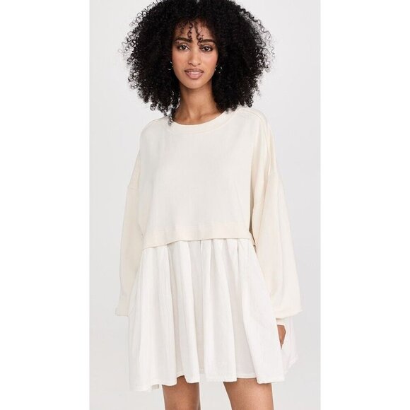 Free People Eleanor Sweatshirt Tunic Dress Oversized Cotton Solid S New